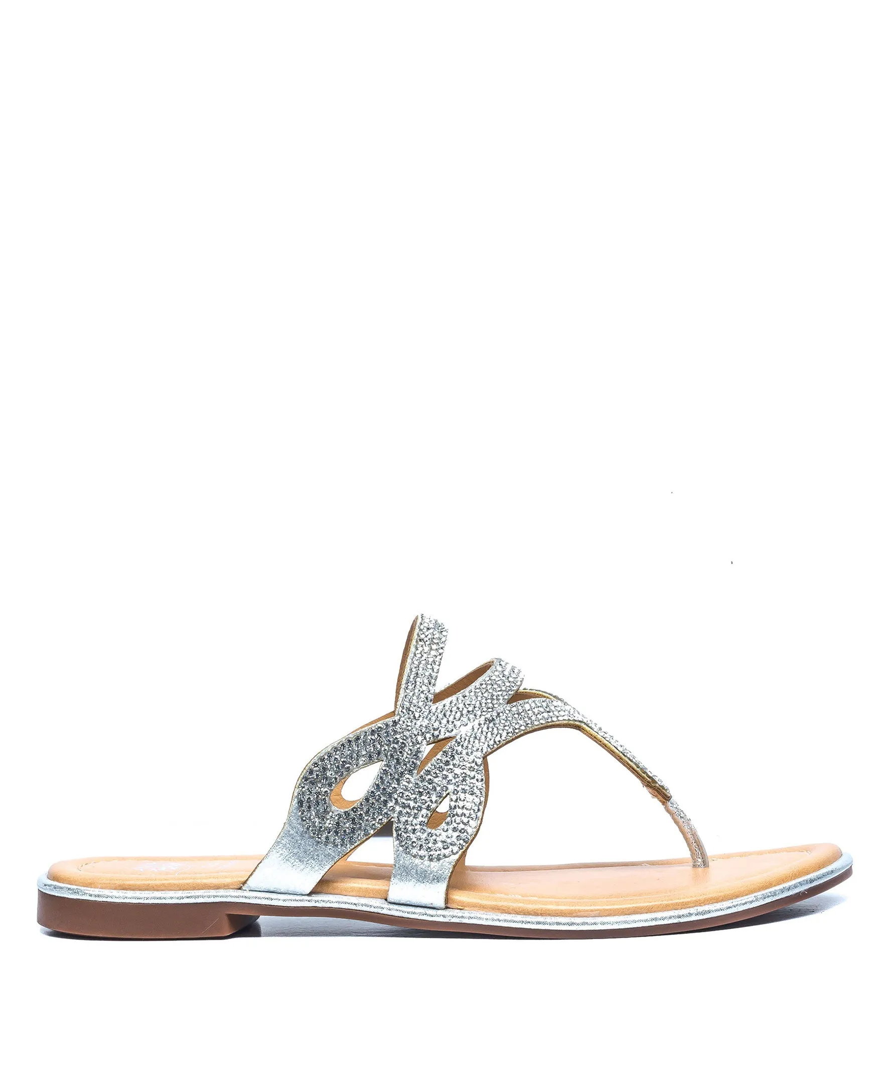 Amelia Silver Flat Sandals
