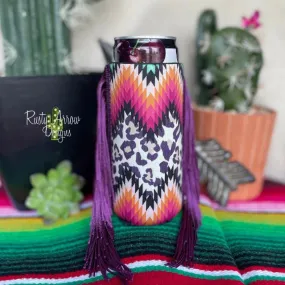 CHEVRON CHEETAH FRINGE SLIM KOOZIE