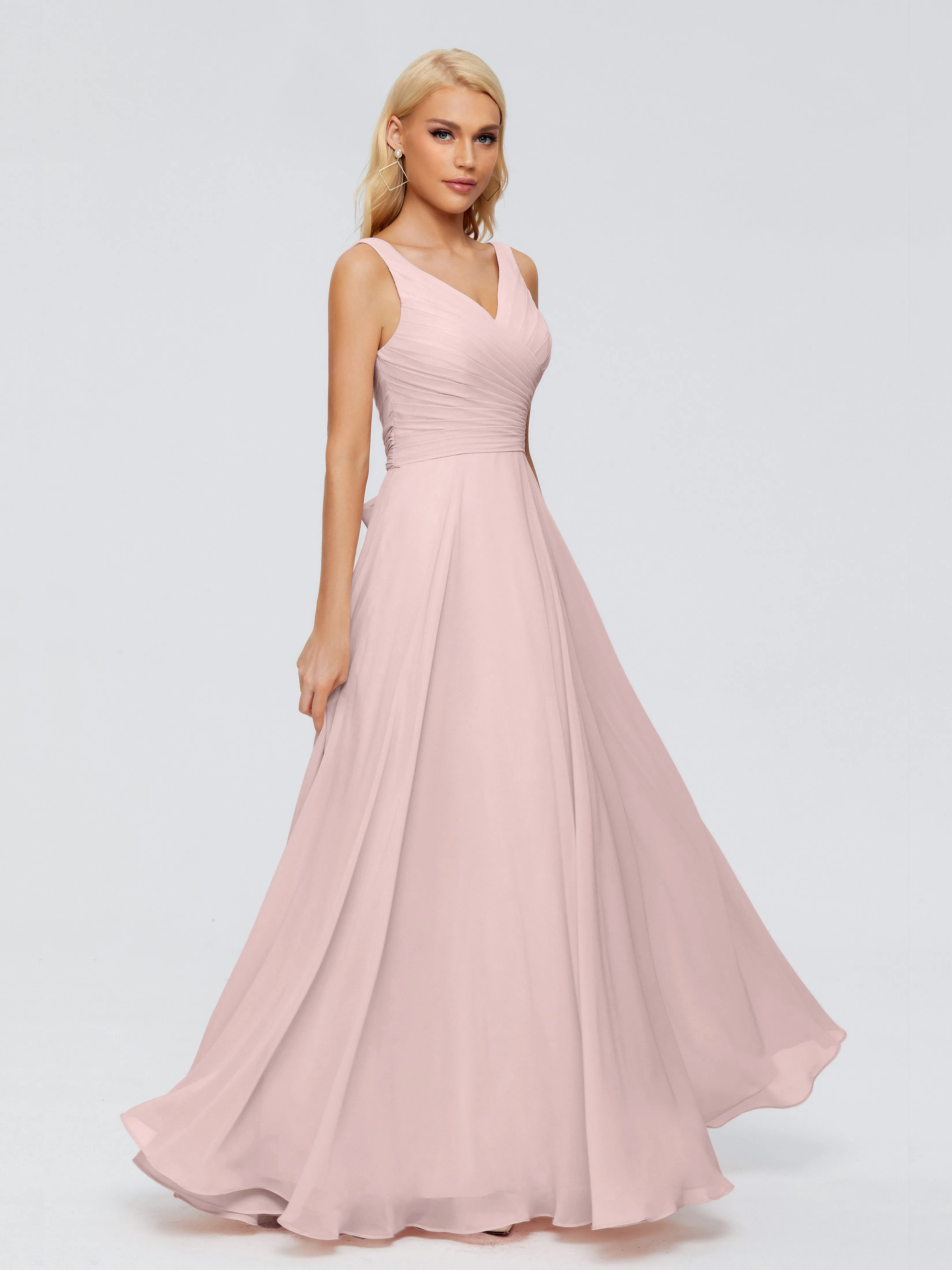 Dark Dusty Rose Bridesmaid Dresses Ryleigh Flowy Chiffon Bridesmaid Dresses With Bow