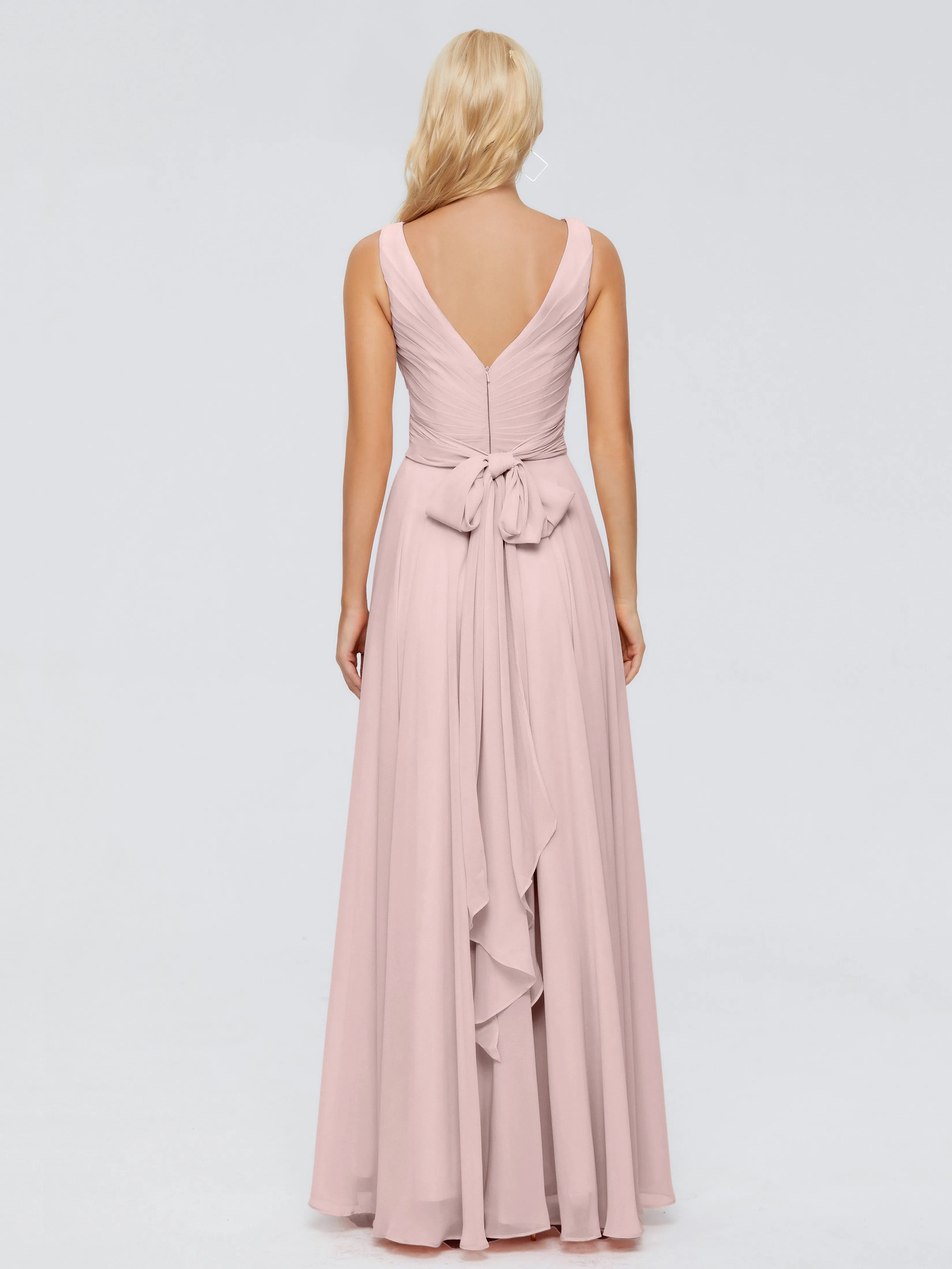 Dark Dusty Rose Bridesmaid Dresses Ryleigh Flowy Chiffon Bridesmaid Dresses With Bow