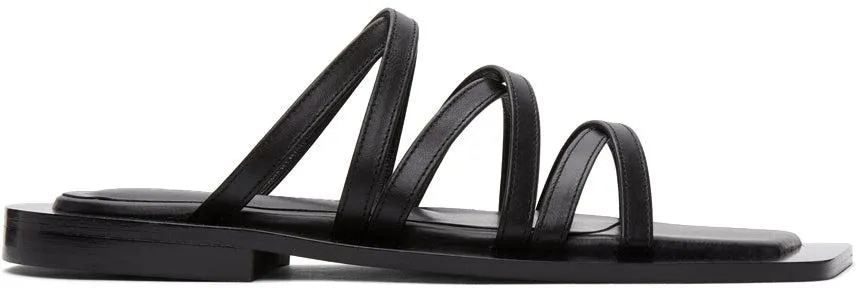 Flat Apartment Black Wide Sole Strappy Sandals