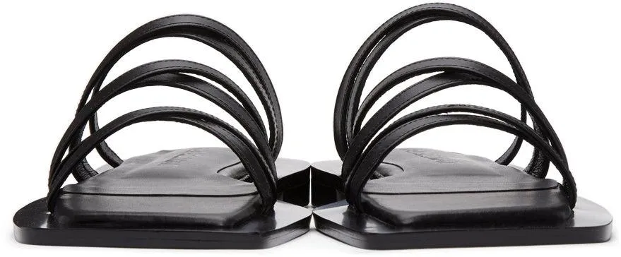 Flat Apartment Black Wide Sole Strappy Sandals