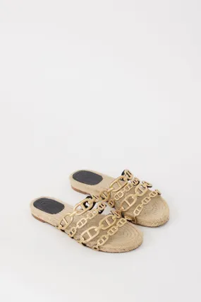 Gold & Beige Ancone Chain Espadrille Sandal