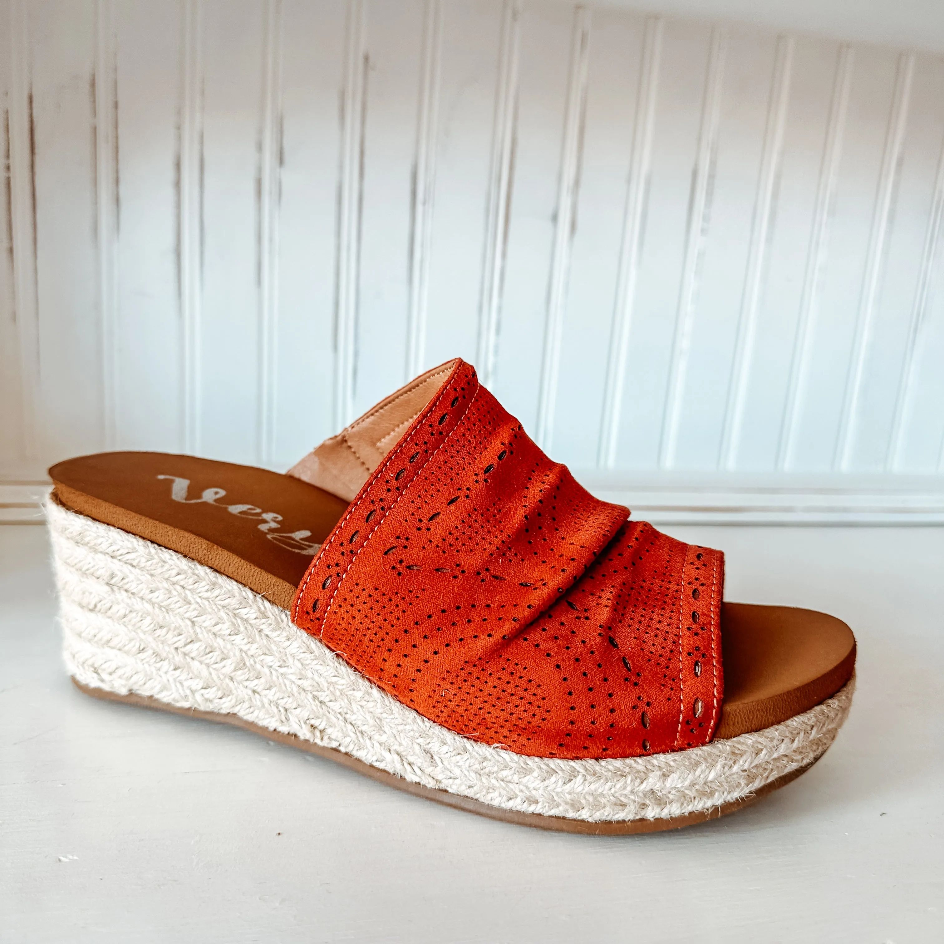 Marie Wedge Sandal - Rust