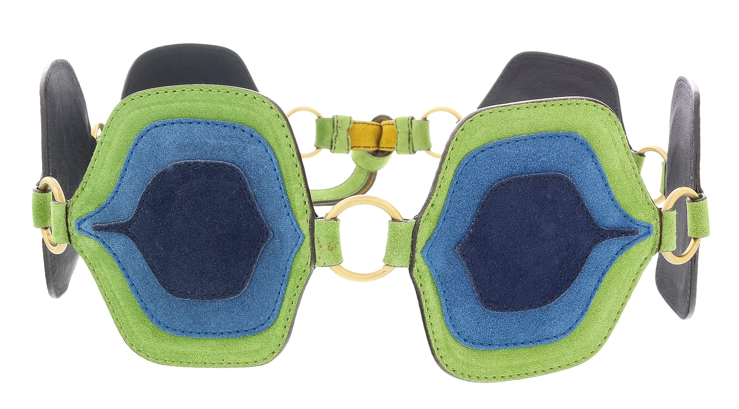 Miu Miu Forest Green Suede Tile Patch Tie On  Belt-30