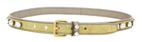 Miu Miu Grey Gold Brocade Crystal Embellished Classic Ring Belt-