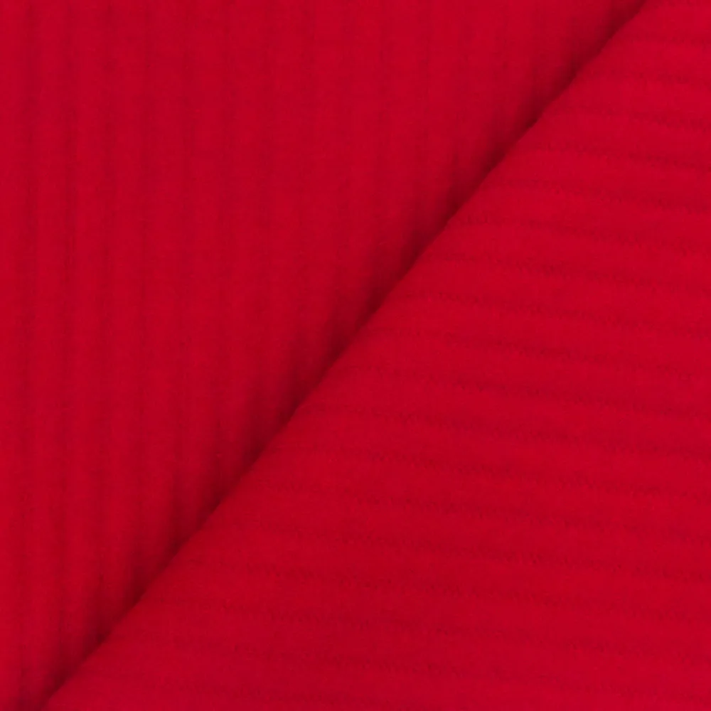 Scarlet Red Cloque Stripe Stretch Double Knit Fabric