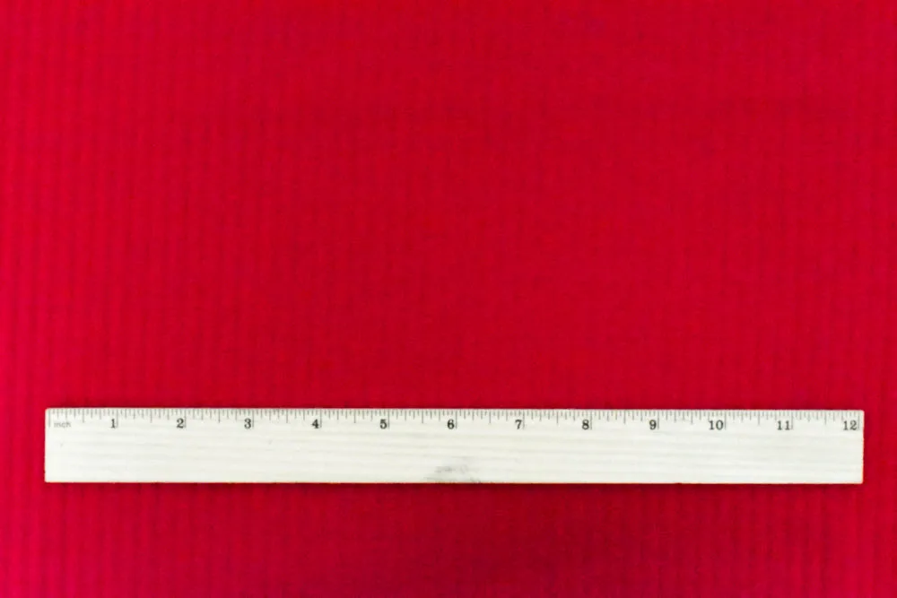 Scarlet Red Cloque Stripe Stretch Double Knit Fabric