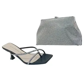 Strappy Rhinestone Sandal and Clutch Set