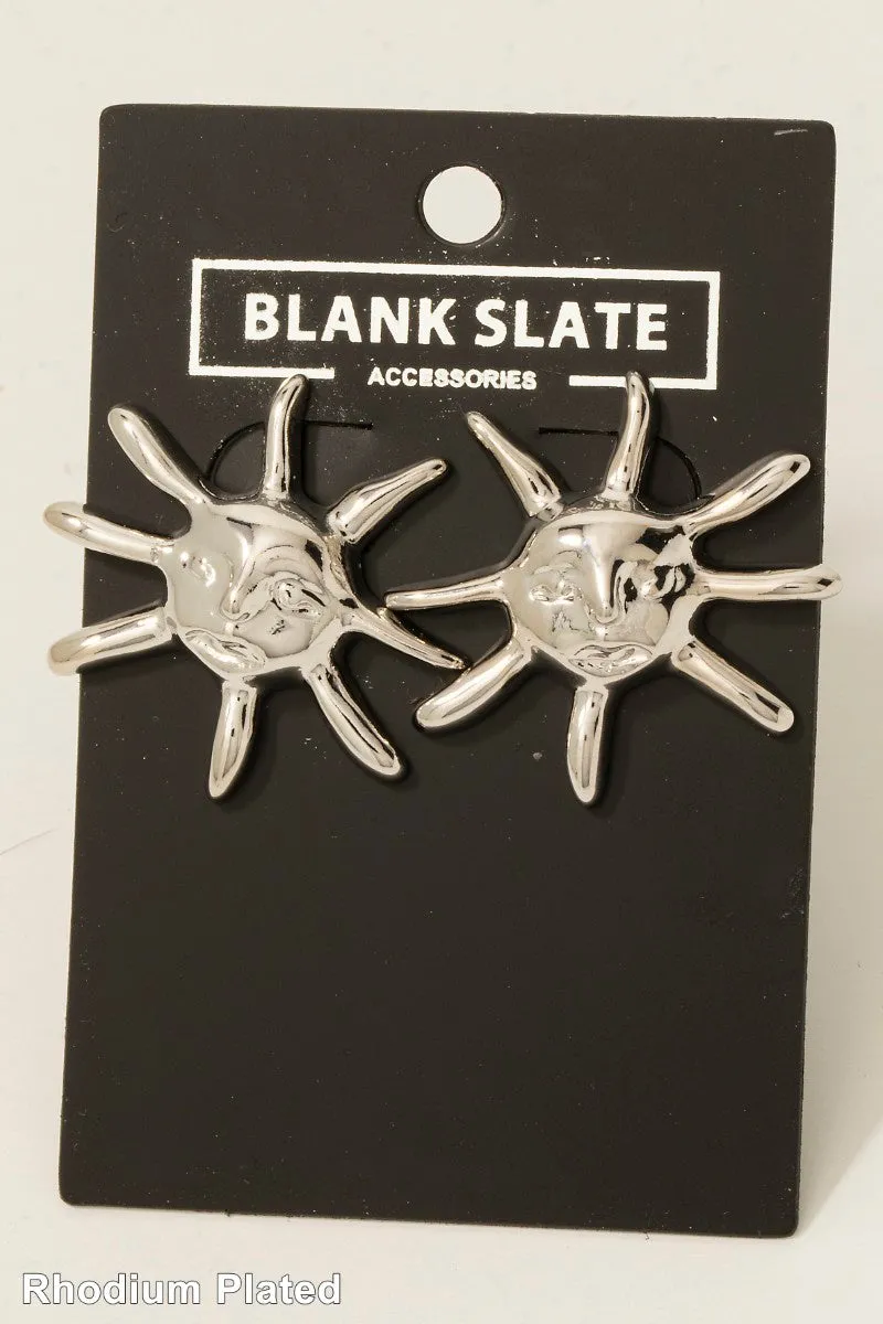 Sun Shape Silver Earrings
