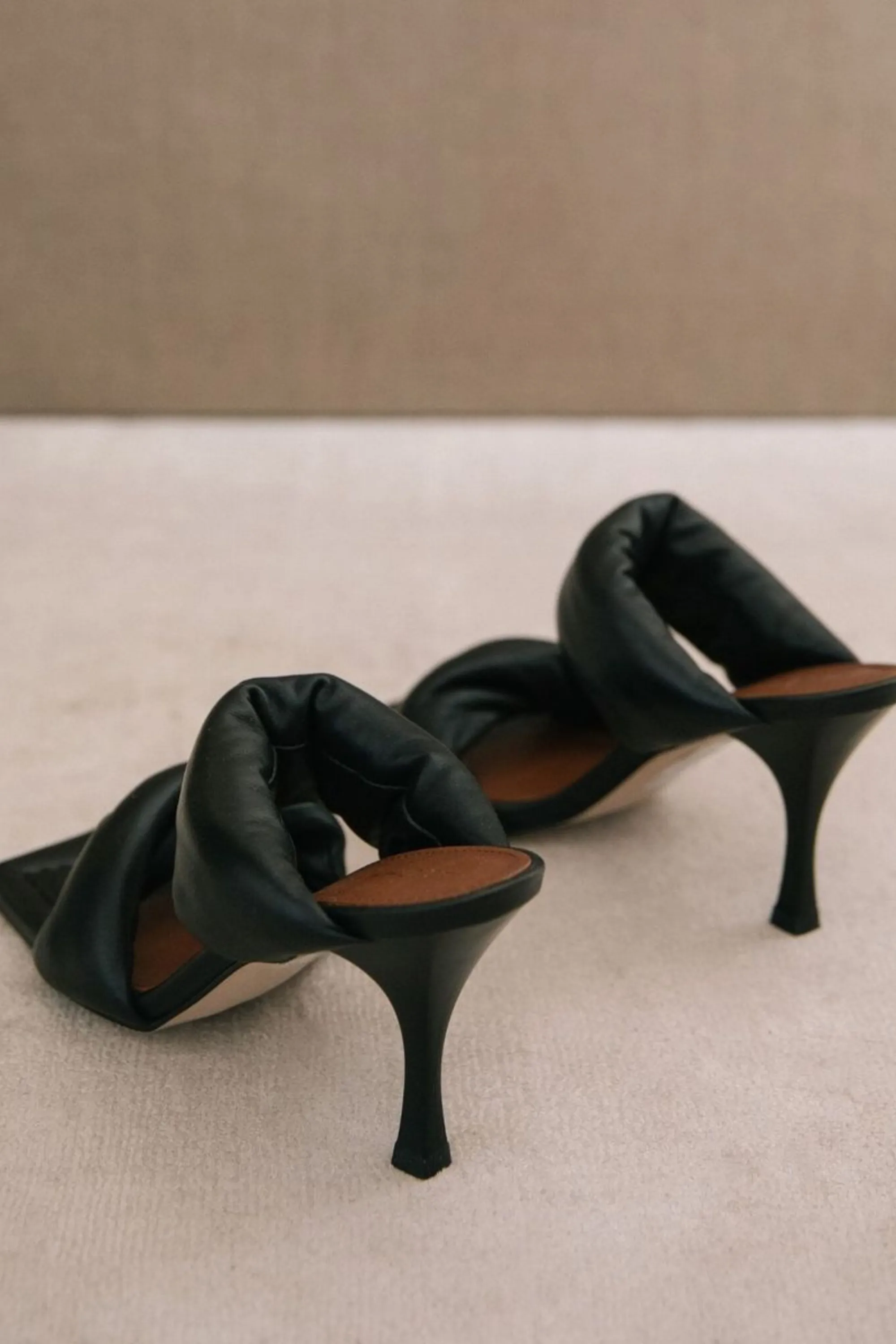 Twist Strap Black Mid Heel