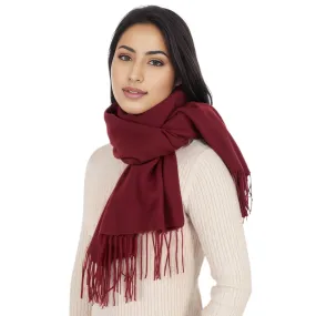 Women's Winter Cashmere Feel Scarf Solid Color Classic Fringe Shawls Wrap Scarves for Evening Dresses